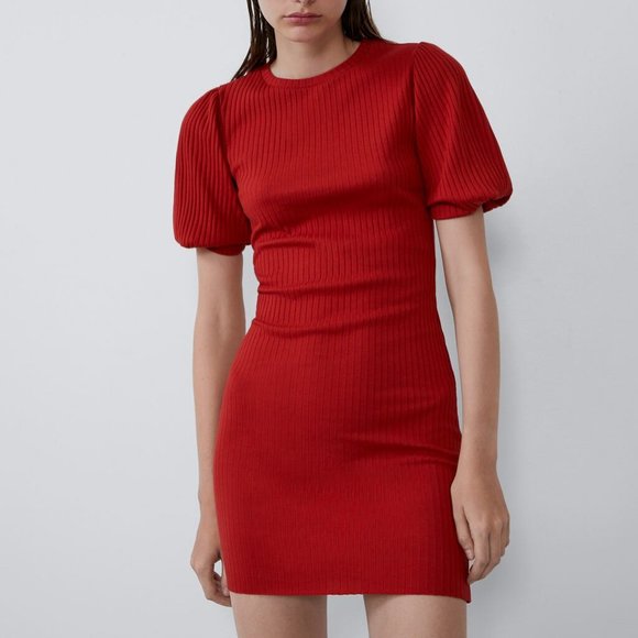 Zara | Dresses | Nwt Zara Ribbed Red 